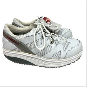 MBT Sport Leather Sneakers Rocker Walking Toning Shoes Size 6.5 White Orthopedic